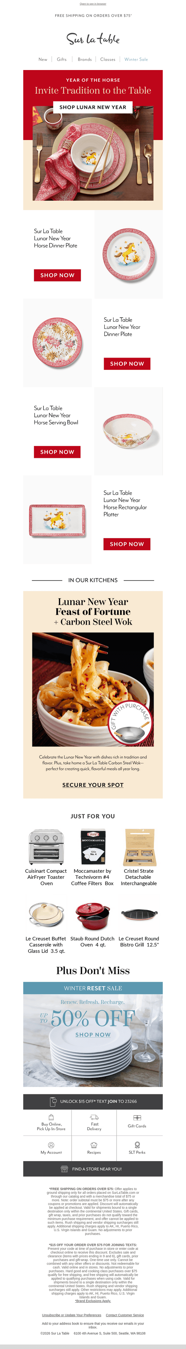 Sur La Table email from Fri, Jan 9, 2026