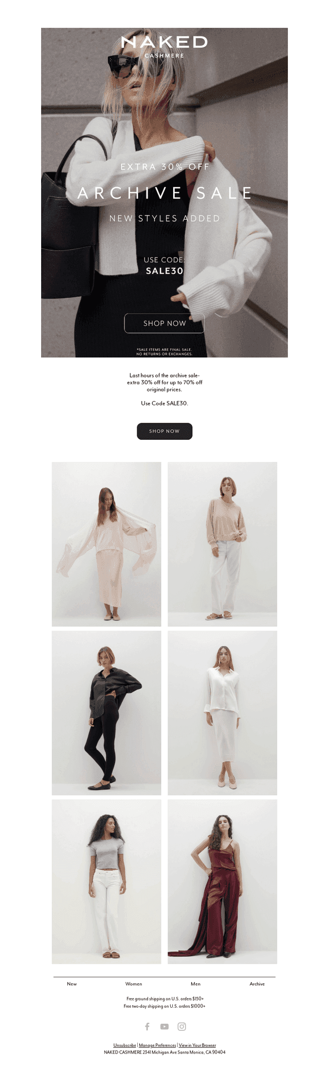 Ends tonight-Extra 30% Off Archive.
