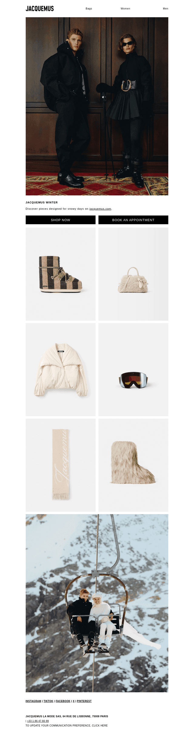 Discover pieces designed for snowy days