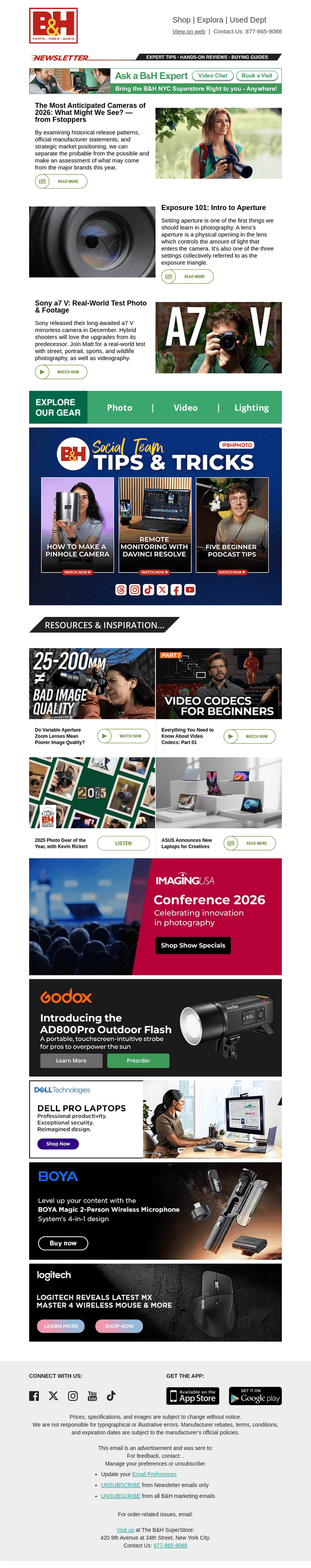 B&H Photo Video email from Tue, Jan 13, 2026