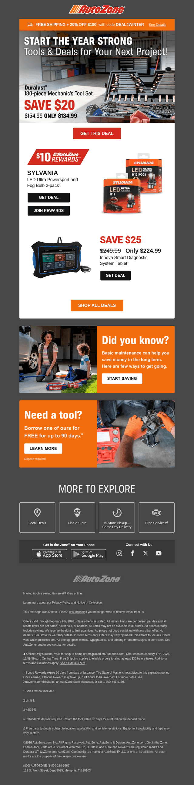 AutoZone email from Wed, Jan 14, 2026