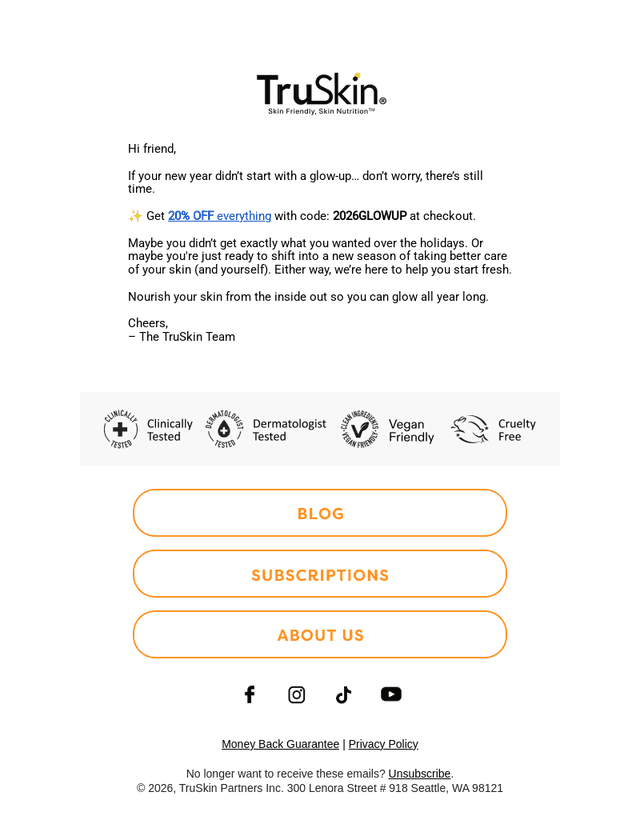 TruSkin email from Wed, Jan 14, 2026