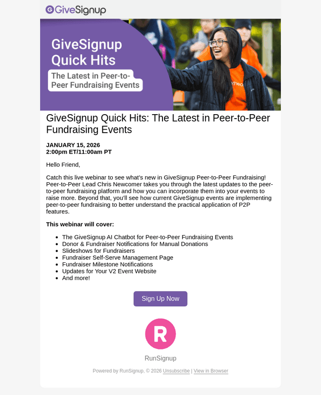 RunSignUp email from Wed, Jan 14, 2026