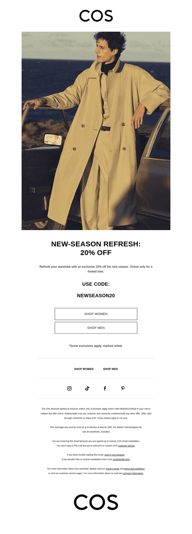 New-season refresh: exclusive 20% off