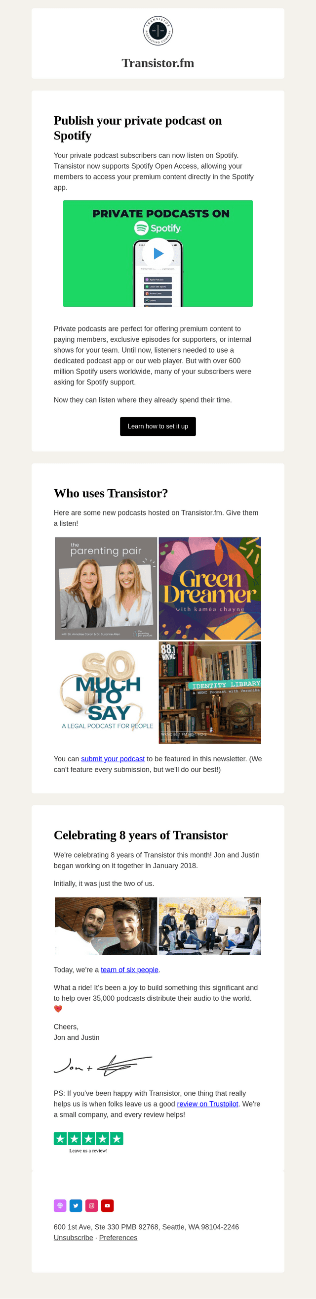 Transistor.fm email from Thu, Jan 15, 2026