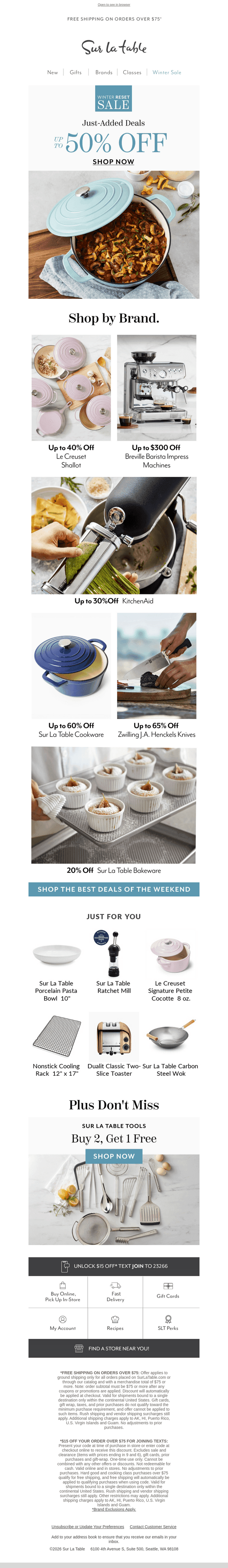 Sur La Table email from Fri, Jan 16, 2026