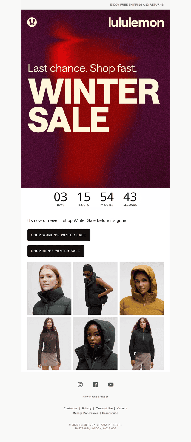 lululemon email from Fri, Jan 16, 2026