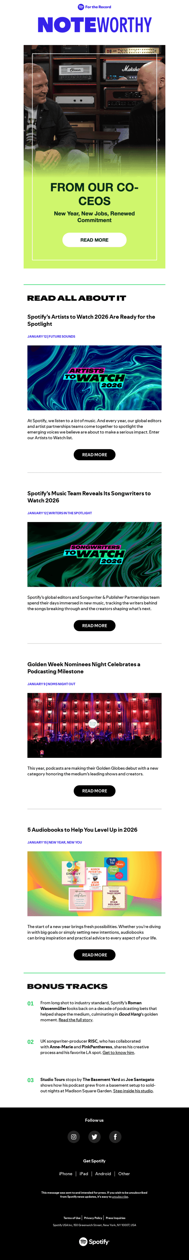 Spotify email from Fri, Jan 16, 2026