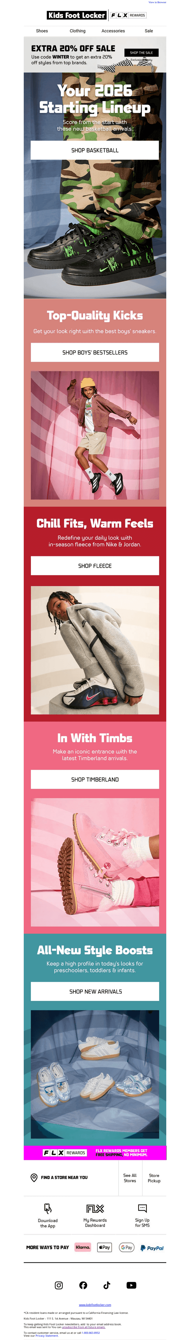 Kids Foot Locker email from Fri, Jan 16, 2026