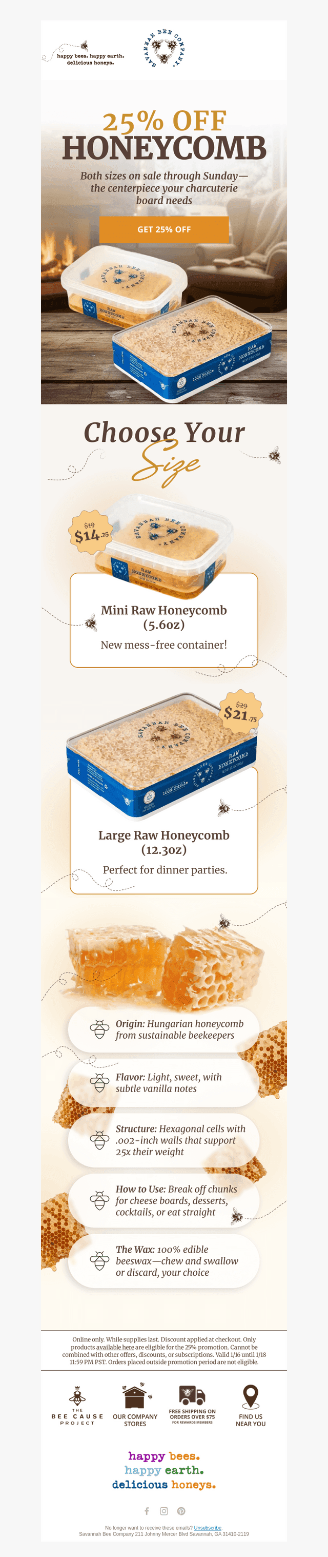 25% Off Honeycomb! Stock up!
