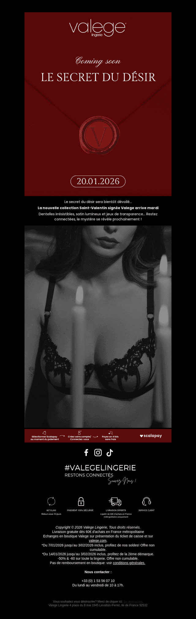 Valege Lingerie email from Sat, Jan 17, 2026