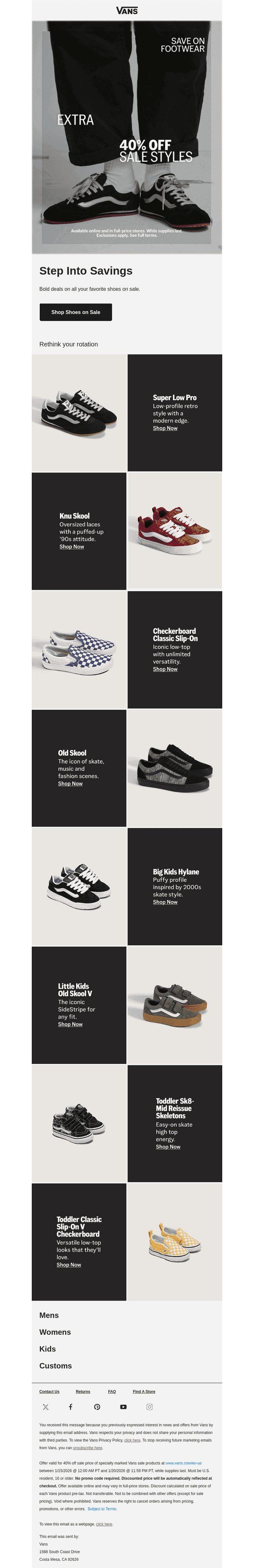 Save on favorite footwear styles