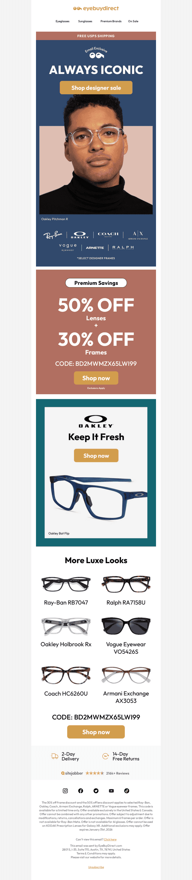 Get 50% Off Lenses + 30% Off Designer Frames 🤓💫