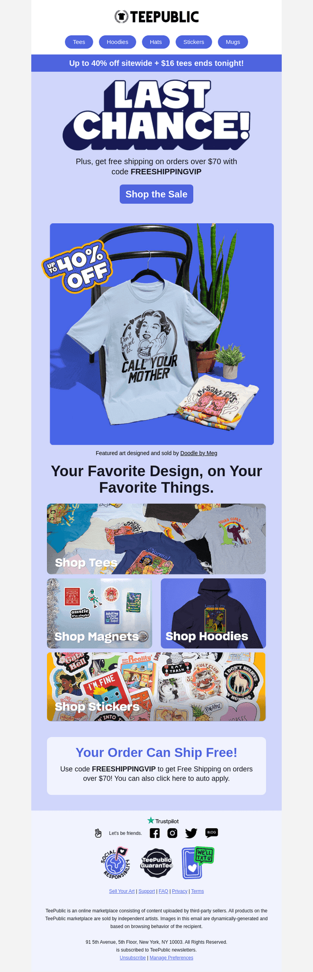 Up to 40% off sitewide ends tonight!