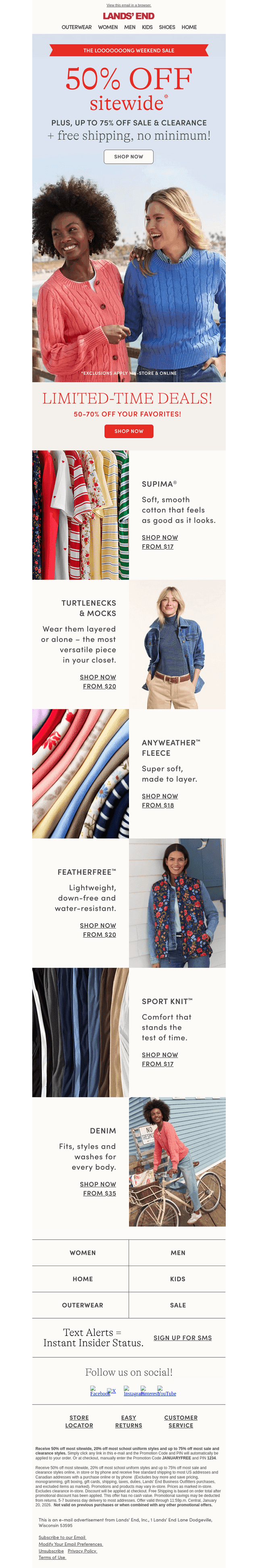 50% off sitewide + free shipping (no minimum)