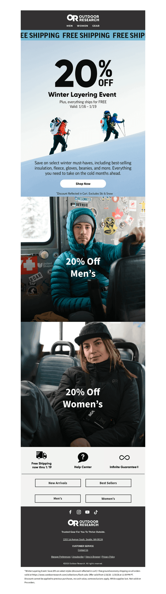 Ends Tomorrow! 20% Off Winter Layers