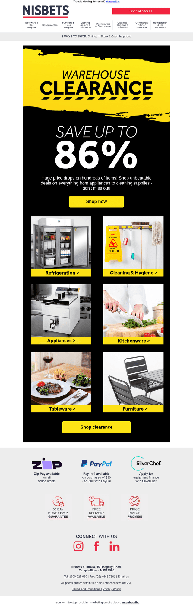 Warehouse Clearance now on