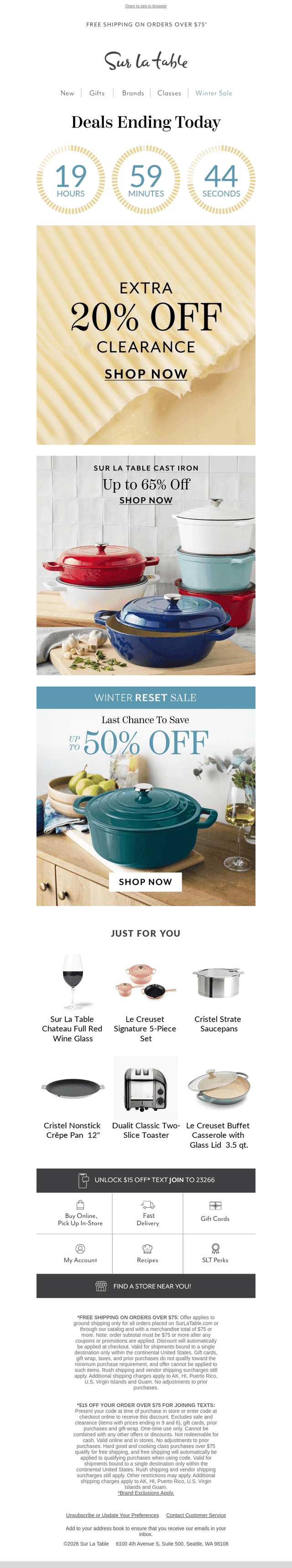Sur La Table email from Mon, Jan 19, 2026