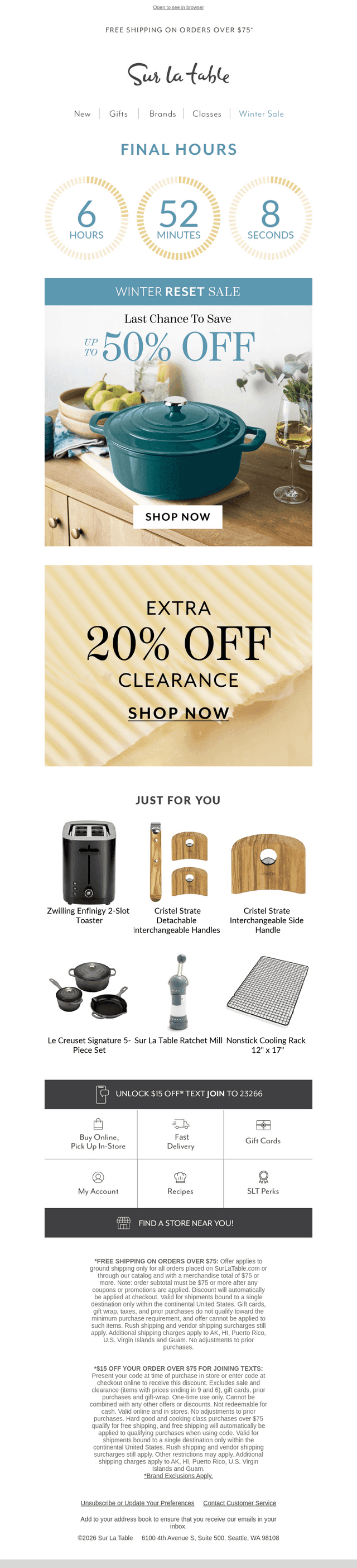 Sur La Table email from Tue, Jan 20, 2026