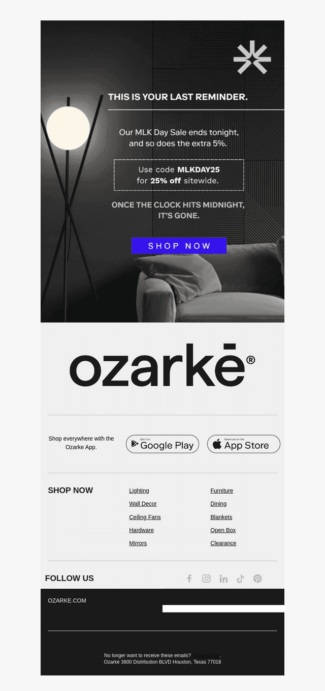Ends tonight: extra 5% off