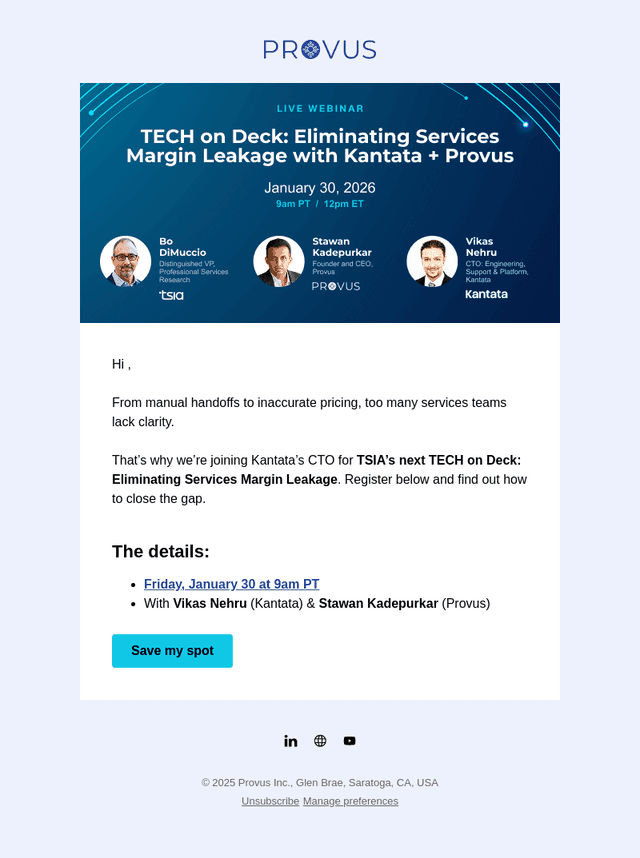 Kantata & Provus join TSIA’s TECH on Deck