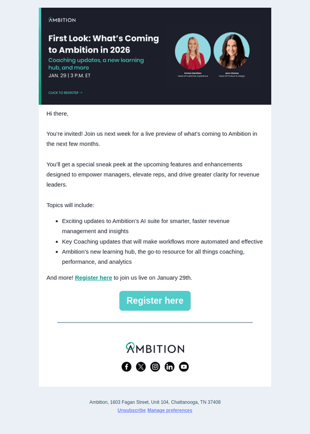 Ambition email from Tue, Jan 20, 2026