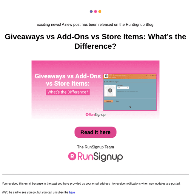 RunSignUp email from Wed, Jan 21, 2026