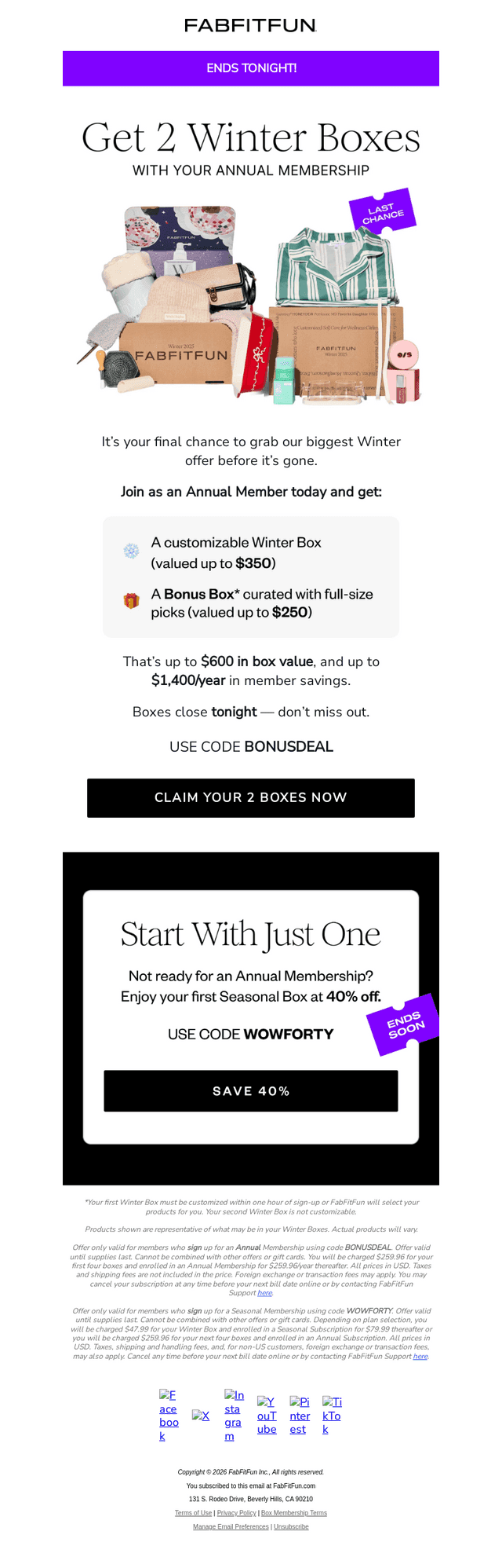 FabFitFun email from Wed, Jan 21, 2026