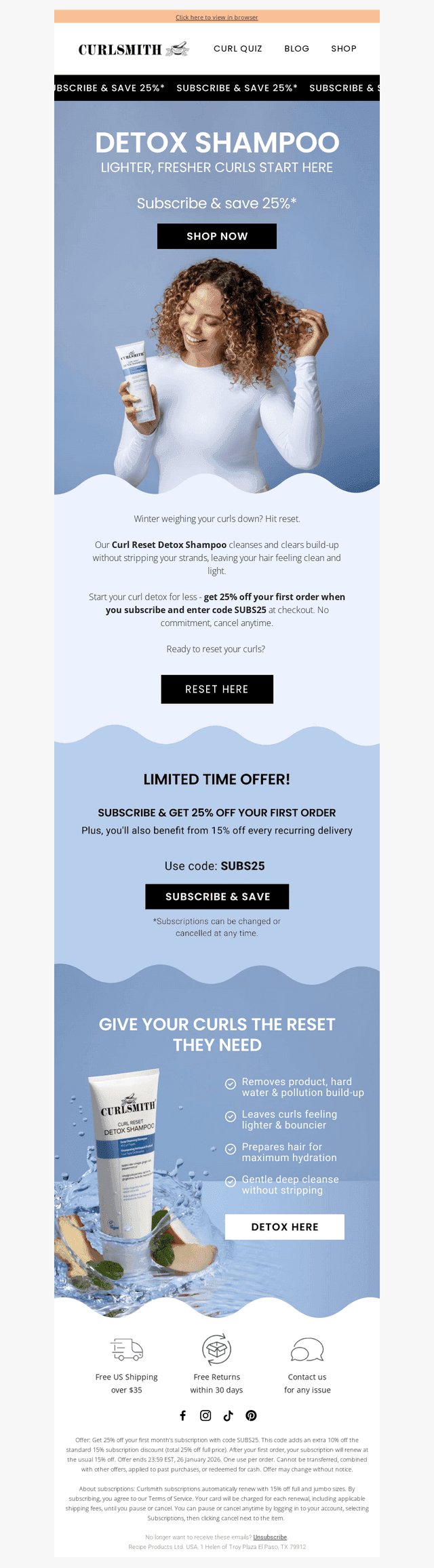 Curlsmith USA email from Thu, Jan 22, 2026