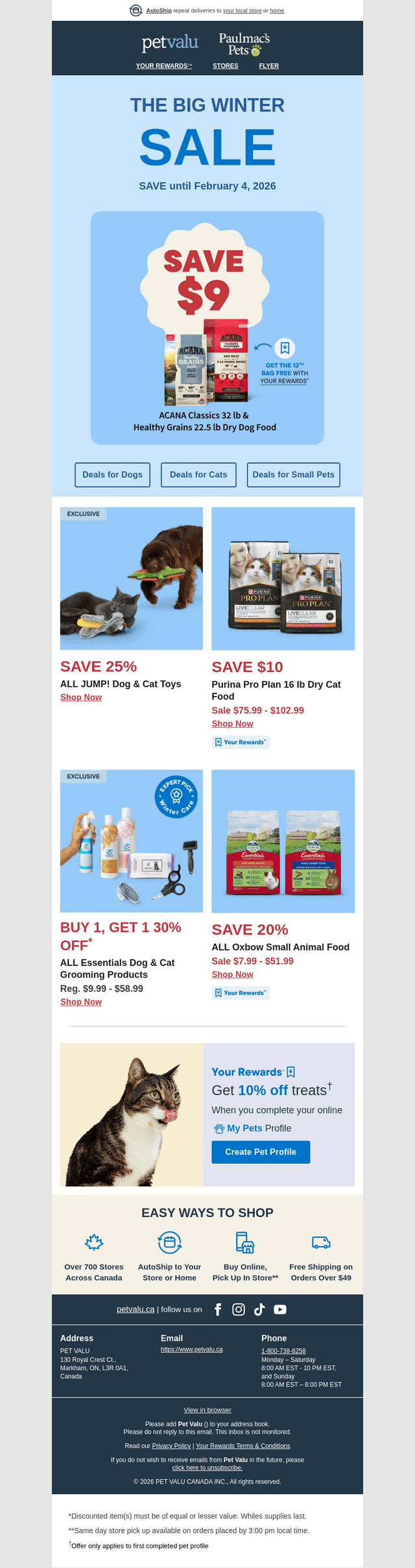 Pet Valu email from Thu, Jan 22, 2026