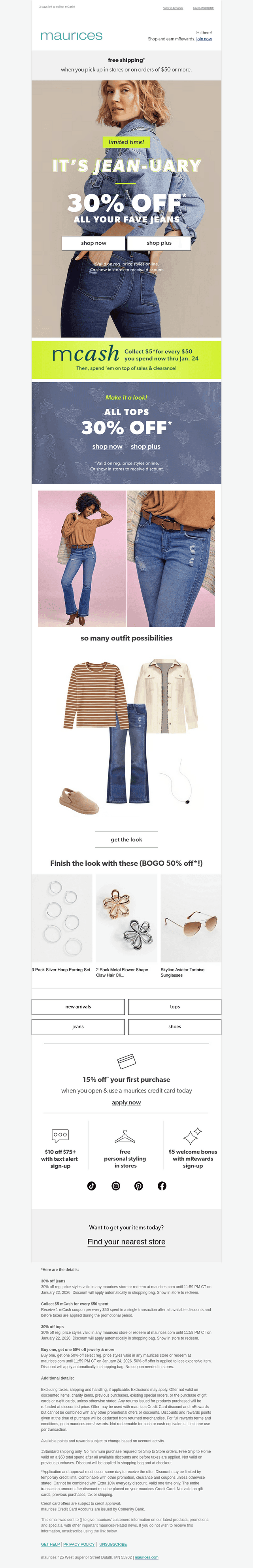 30% off ALL tops & jeans!