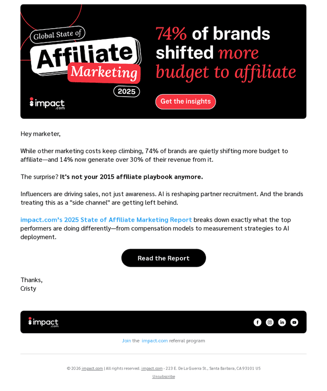 impact.com email from Thu, Jan 22, 2026