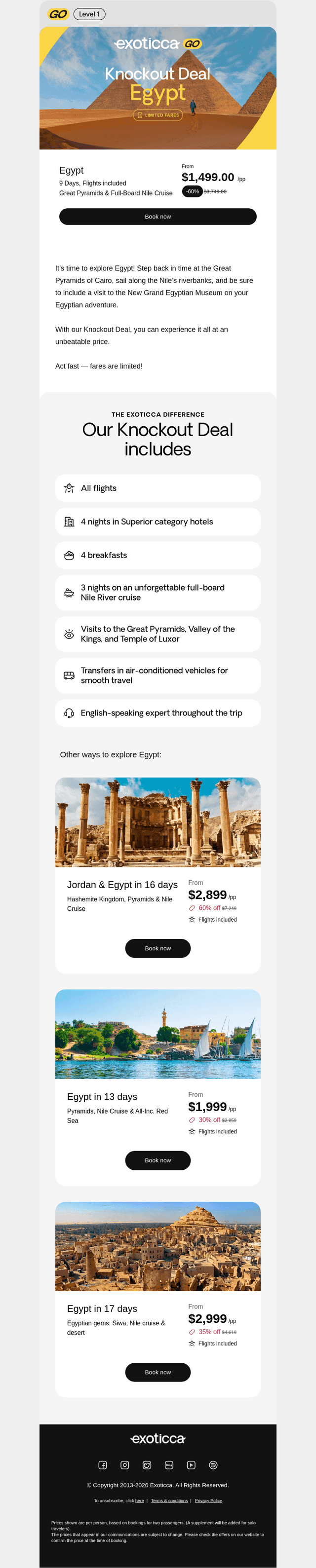 Knockout Deal: Egypt from $1,499 🥊💥