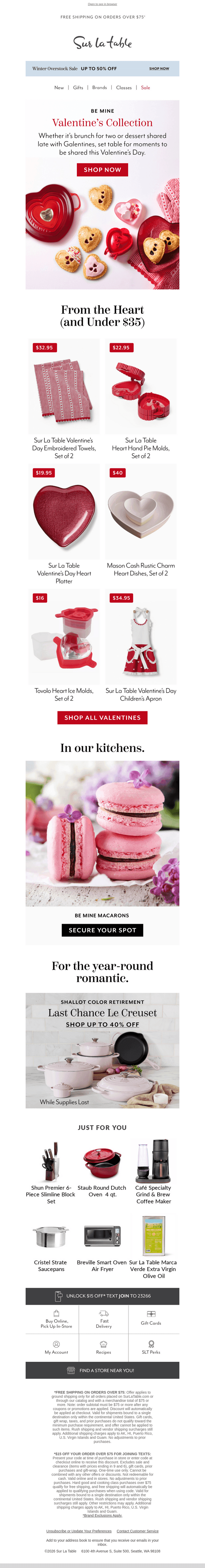 Sur La Table email from Thu, Jan 22, 2026