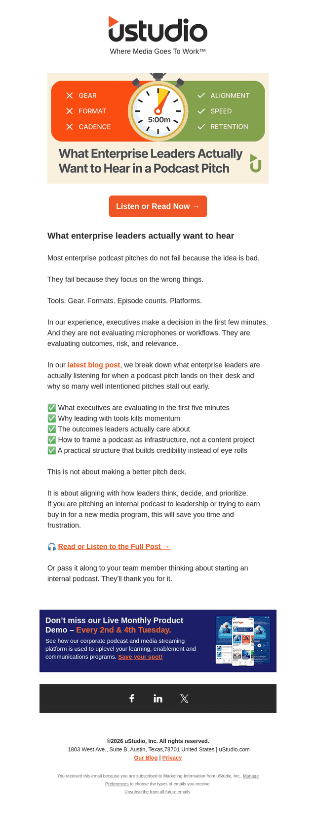 uStudio email from Thu, Jan 22, 2026