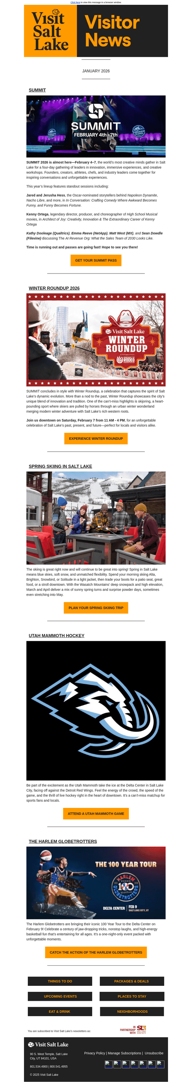 Visit Salt Lake email from Thu, Jan 22, 2026