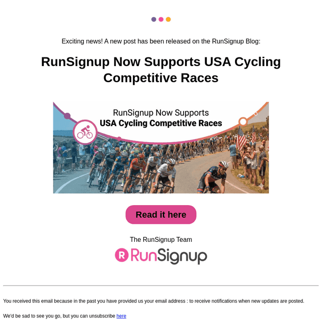 RunSignUp email from Fri, Jan 23, 2026