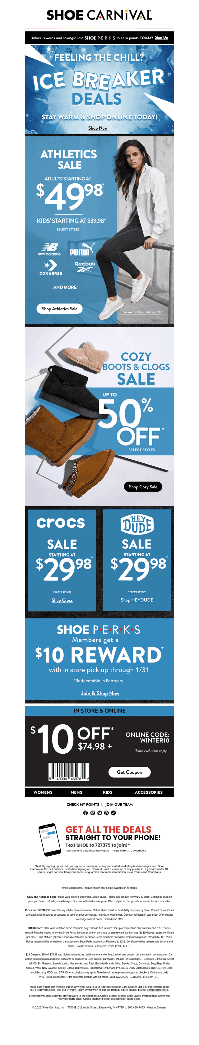 Shoe Carnival email from Sat, Jan 24, 2026