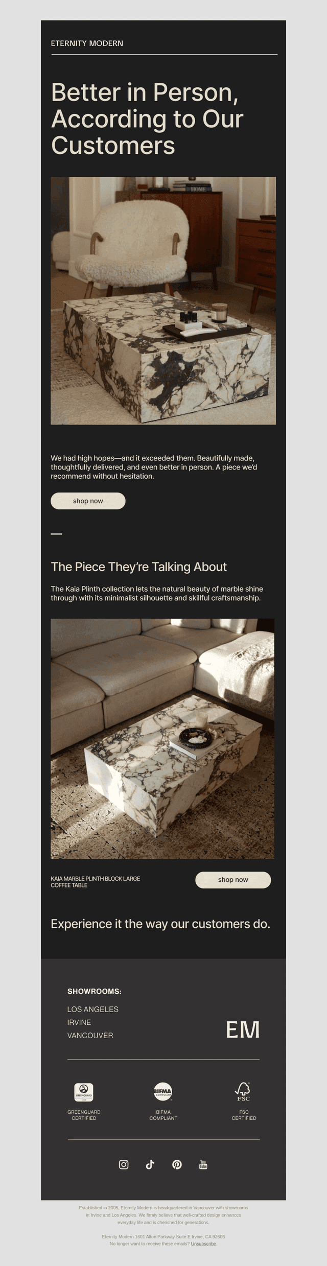 A real response to the marble plinth table
