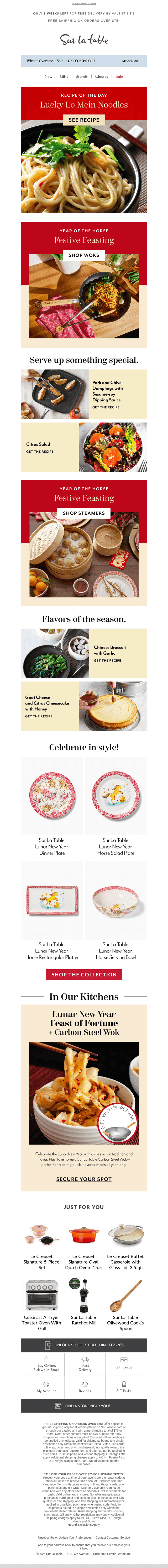 Sur La Table email from Sun, Jan 25, 2026