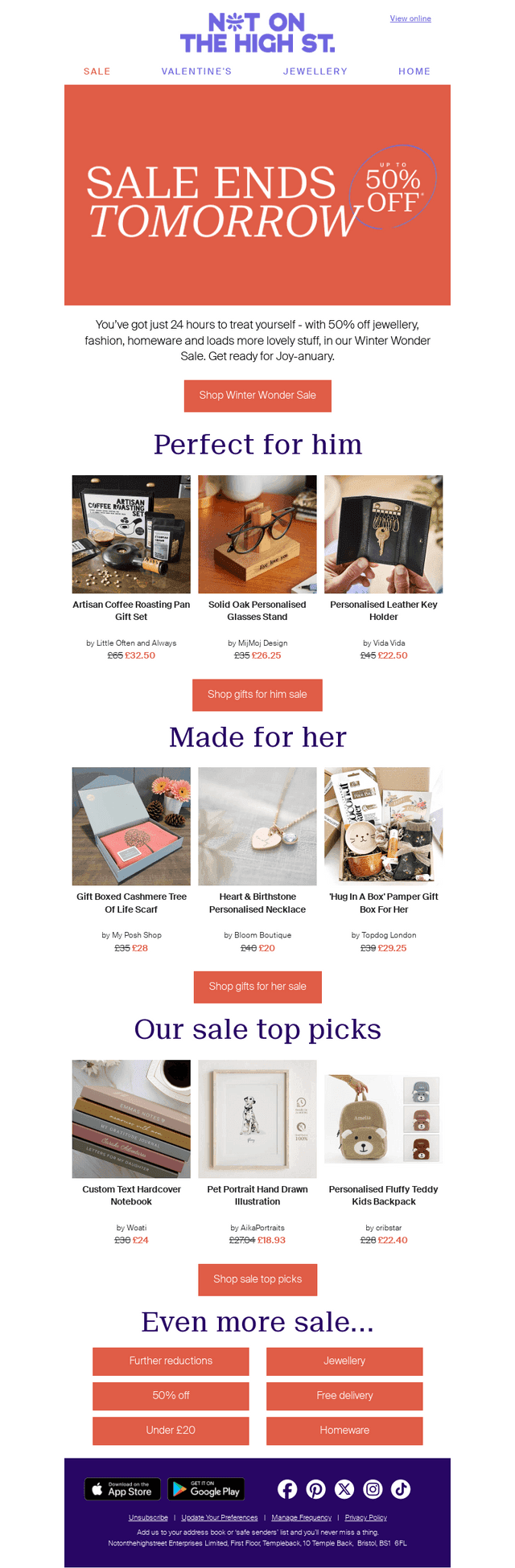 notonthehighstreet email from Mon, Jan 26, 2026