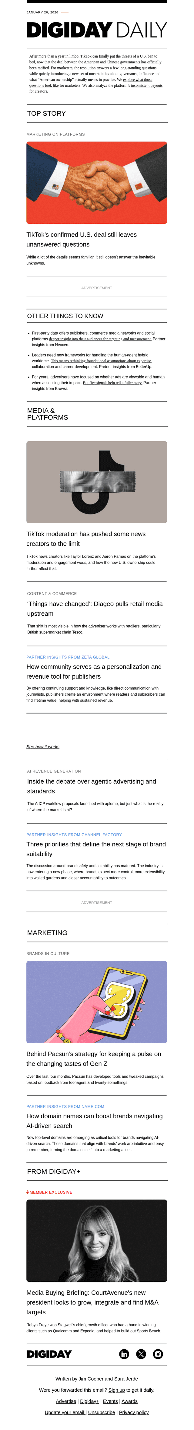 Digiday email from Mon, Jan 26, 2026