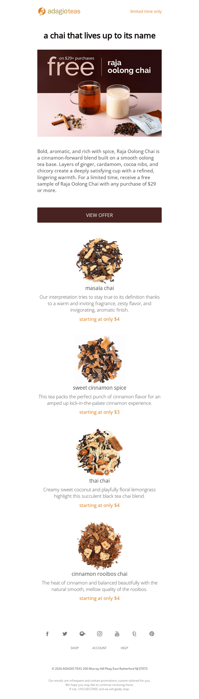 raja oolong chai - free with $29