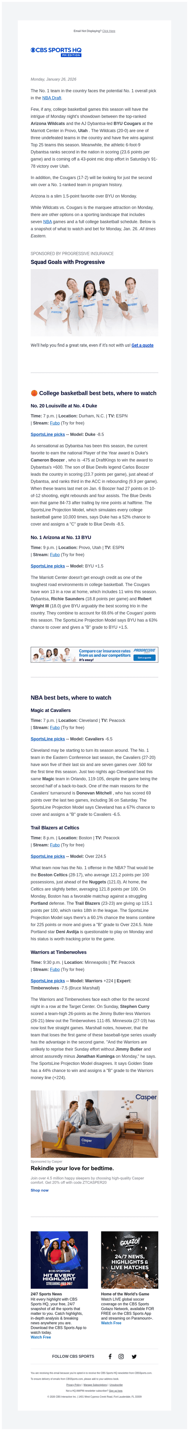 CBS email from Mon, Jan 26, 2026