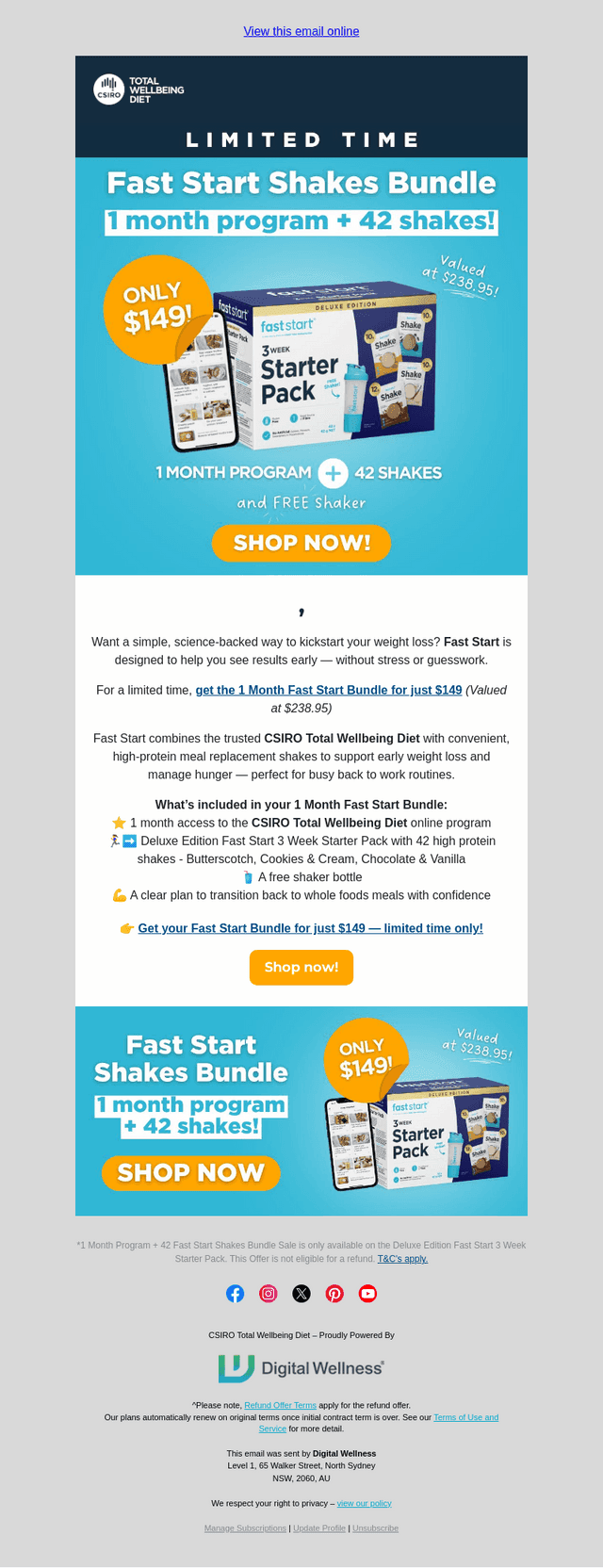 Only $149* | 1 month program + 42 Fast Start Shakes 🌟
