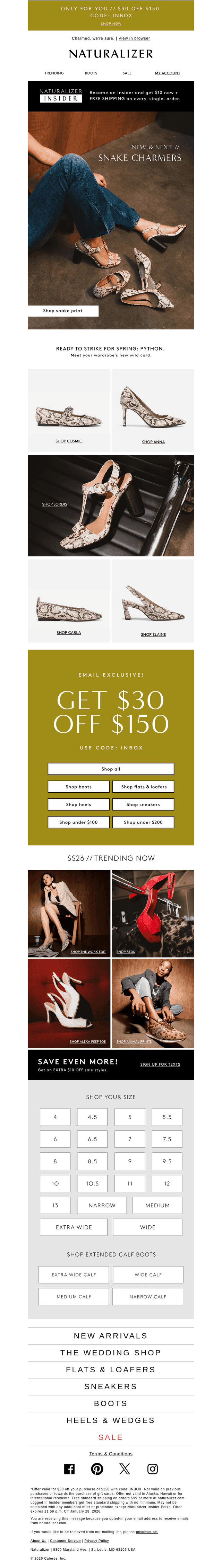 Striking NEW snake prints + $30 off