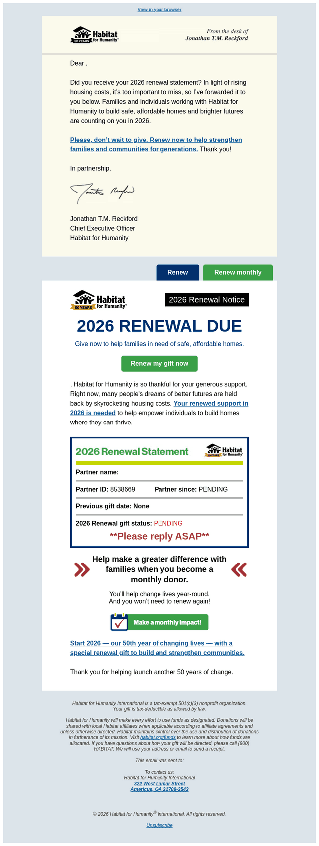 Habitat email from Tue, Jan 27, 2026