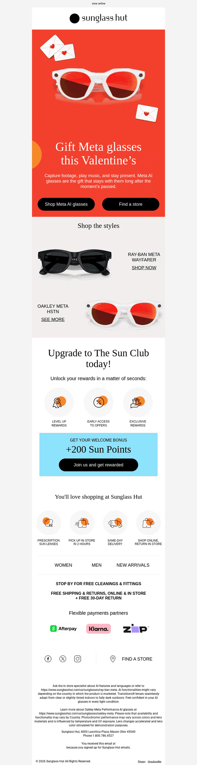 Sunglass Hut email from Tue, Jan 27, 2026