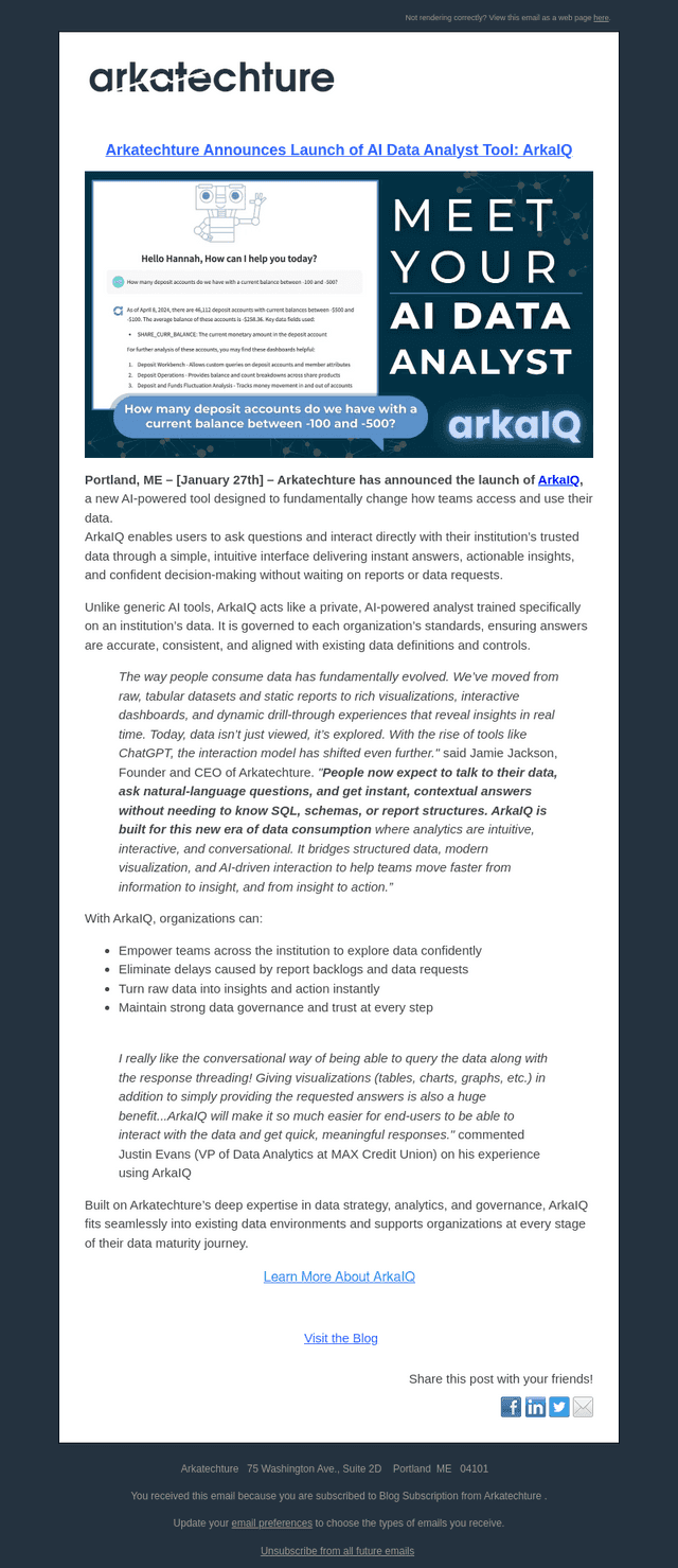 Arkatechture email from Tue, Jan 27, 2026