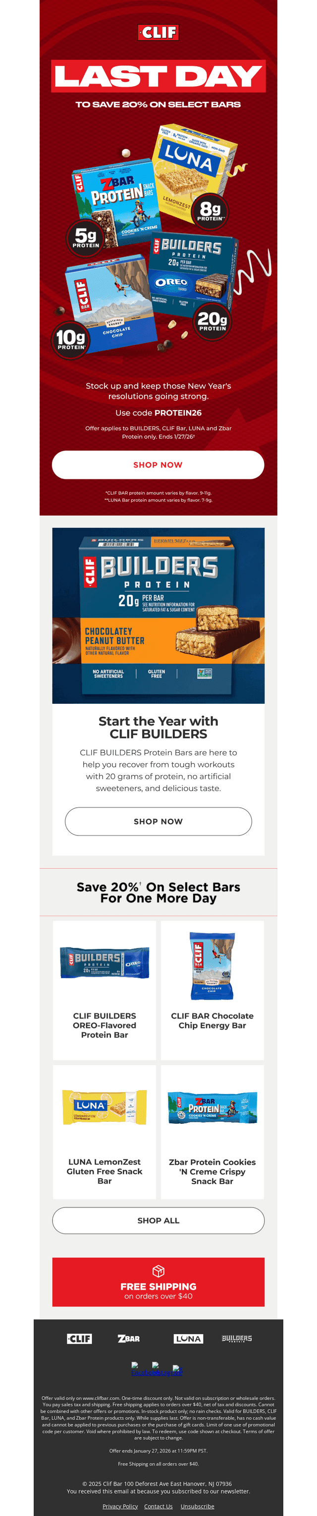 LAST DAY to Save 20% On Select Bars
